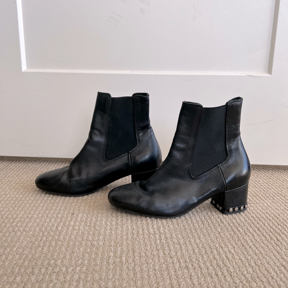 Claudie Pierlot Studded Heel Leather Ankle Boots